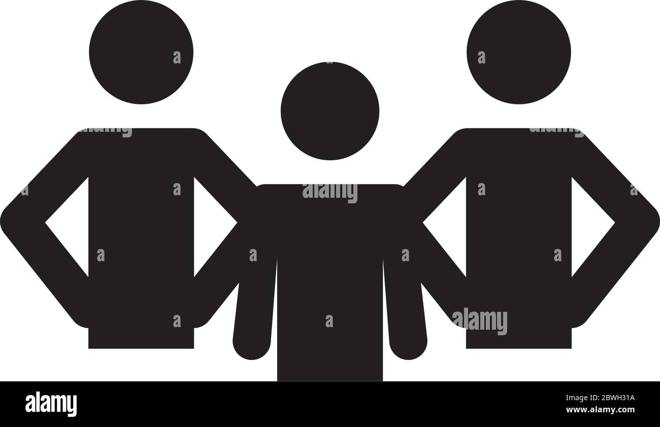 Pictogram People Standing Icon Over White Background Silhouette Style Vector Illustration