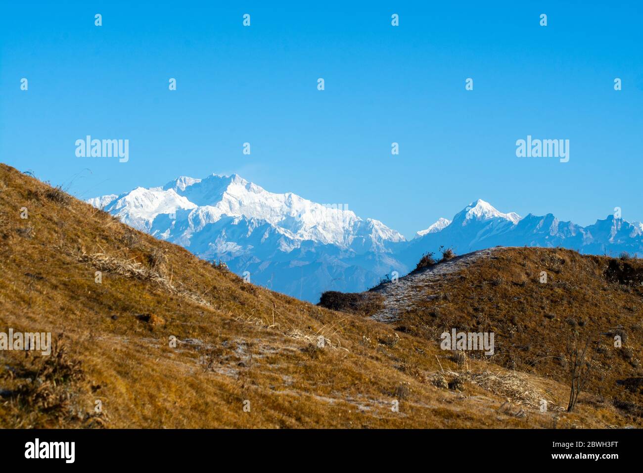 Kanchenjunga Range in Himalayas, landscape photography taken in the morning Stock Photo