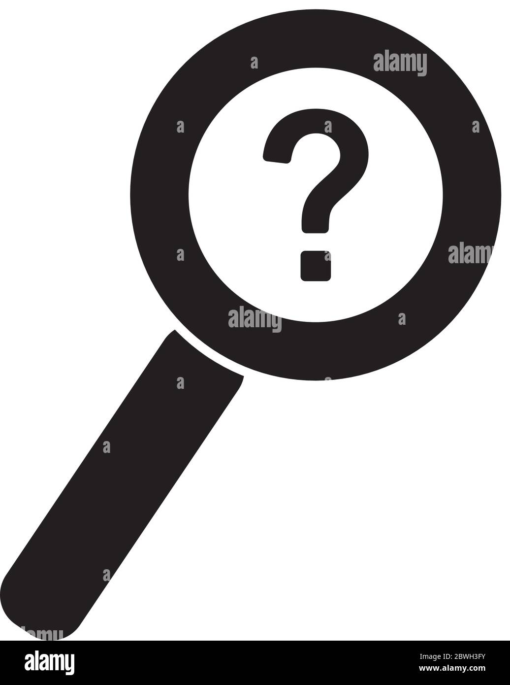 magnifying glass and question mark icon over white background