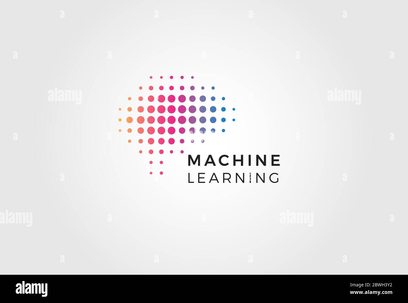 Machine learning logo. Futuristic digital data emblem. Artificial ...