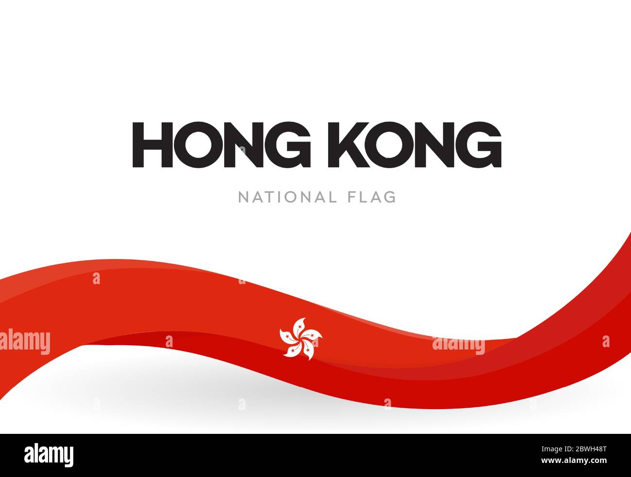 Hong Kong flag, wavy ribbon with colors of Hong Kong national flag on ...