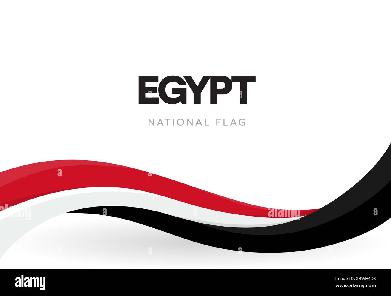 Egypt flag, wavy ribbon with colors of Egyptian national flag on white ...