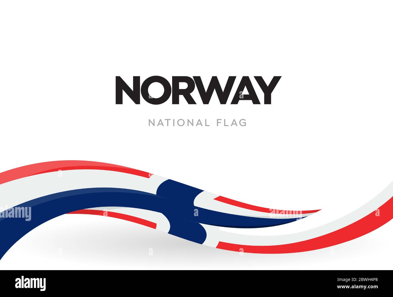 Norway flag, wavy ribbon with colors of Norwegian national flag on
