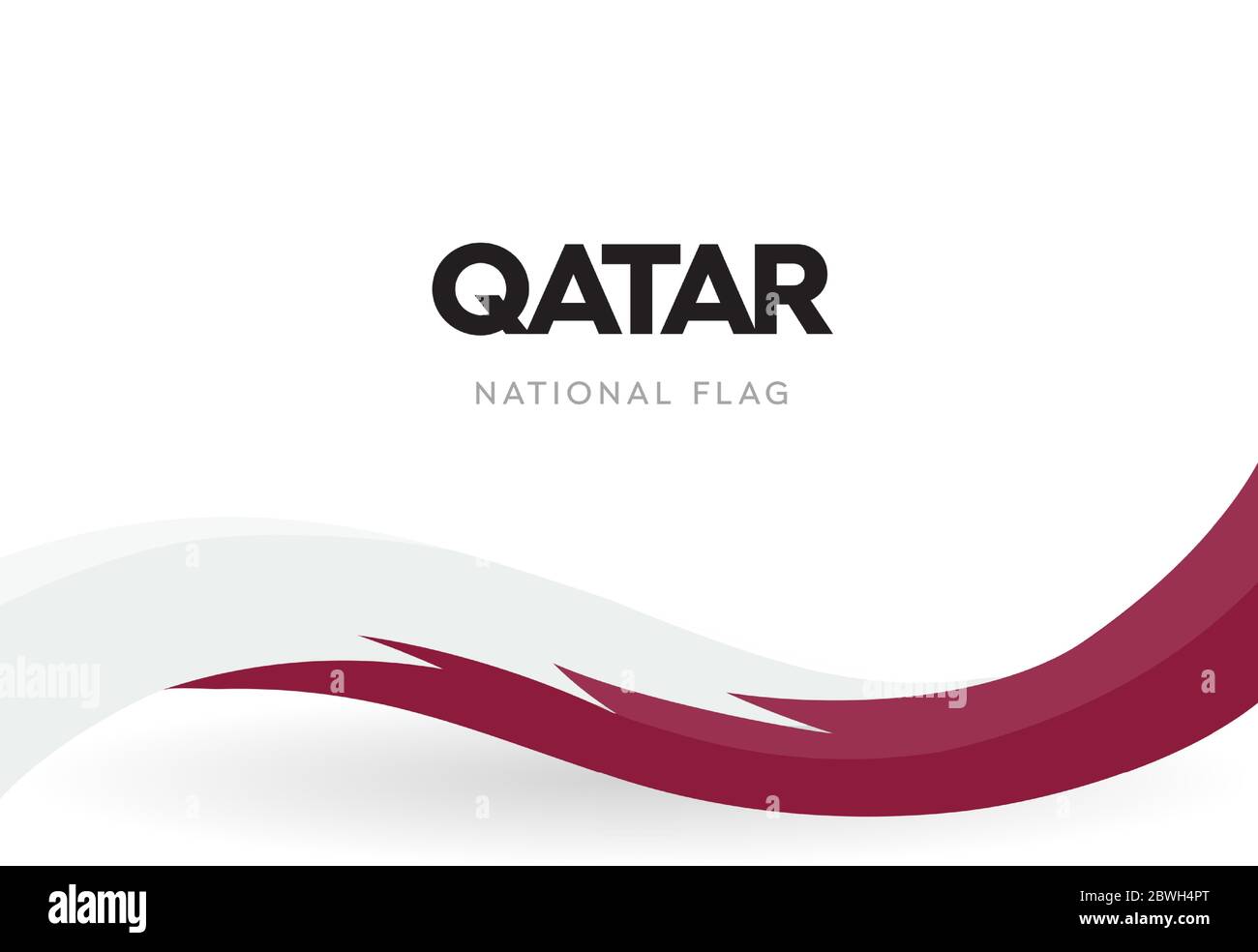 Qatar flag, wavy ribbon with colors of Qatar national flag on white