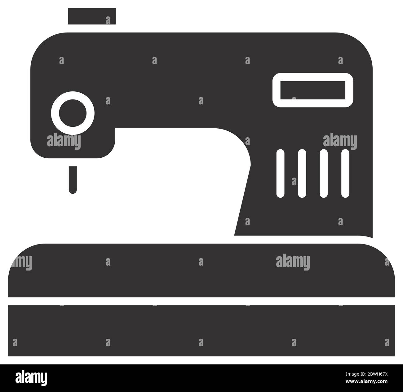 sewing machine icon over white background, silhouette style, vector ...