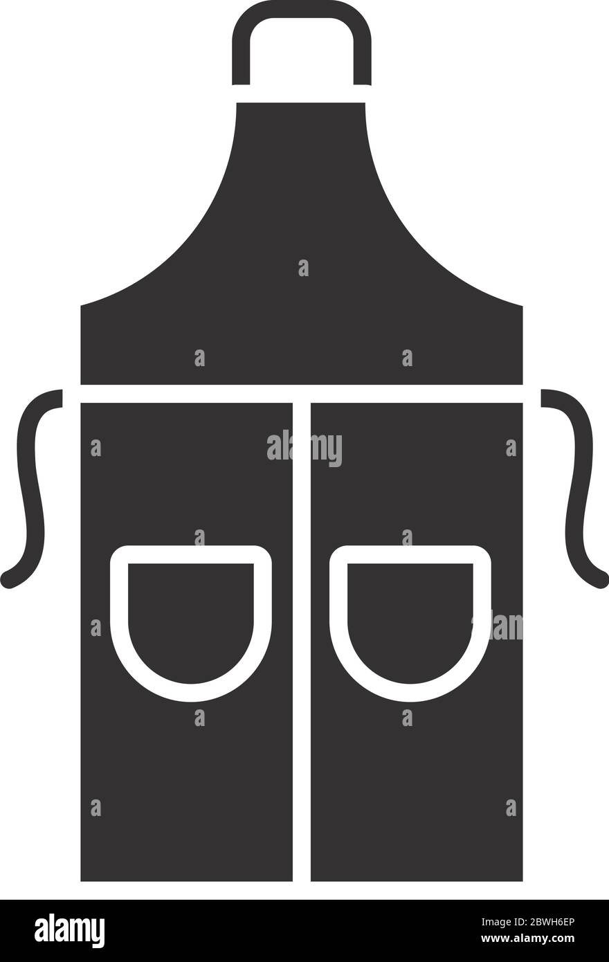 sewing apron icon over white background, silhouette style, vector ...