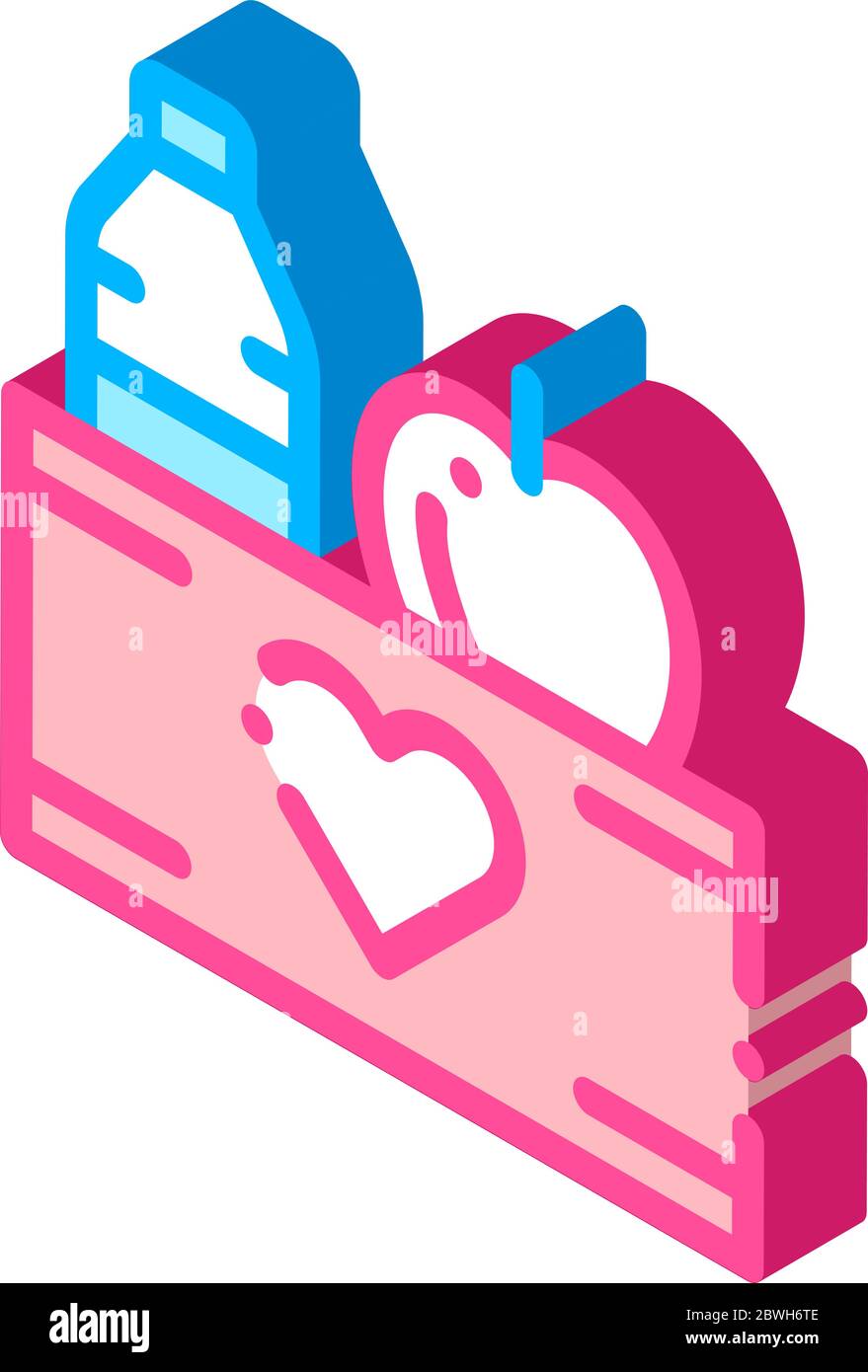 Volunteers Support Food Box isometric icon vector illustration Stock Vector