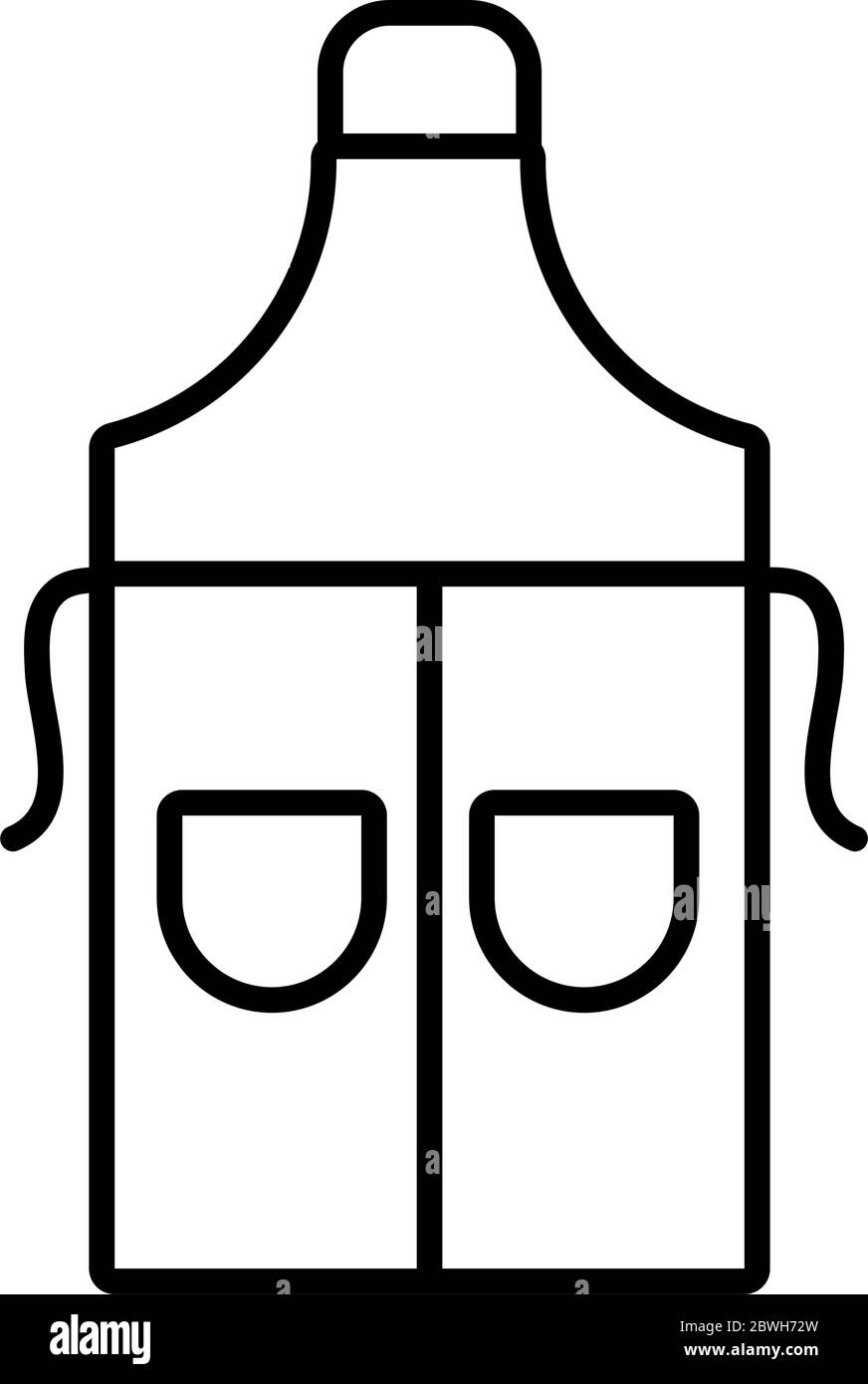 sewing apron icon over white background, line style, vector ...