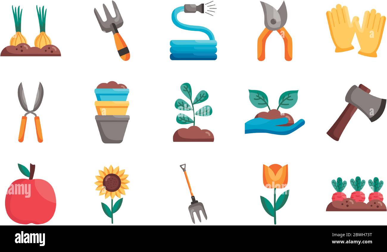 Gardening detail style icon set vector design Stock Vector Image & Art ...