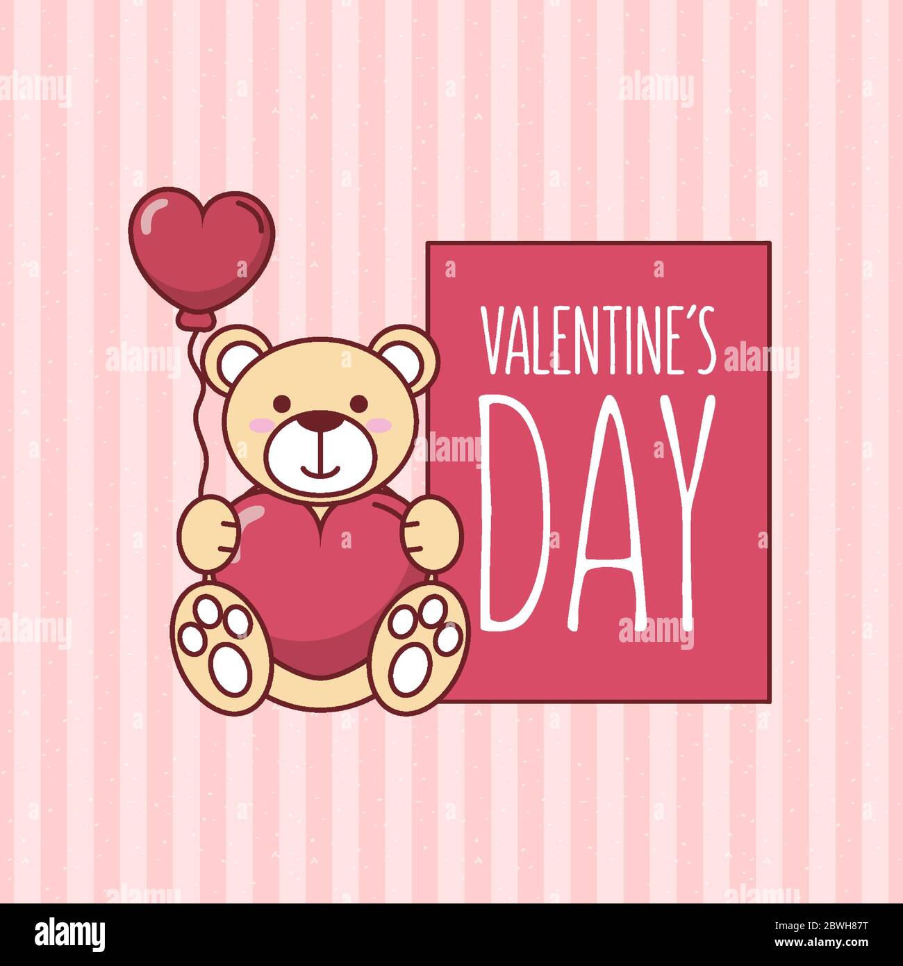 Valentines day teddy bear with heart balloon vector design Stock Vector ...