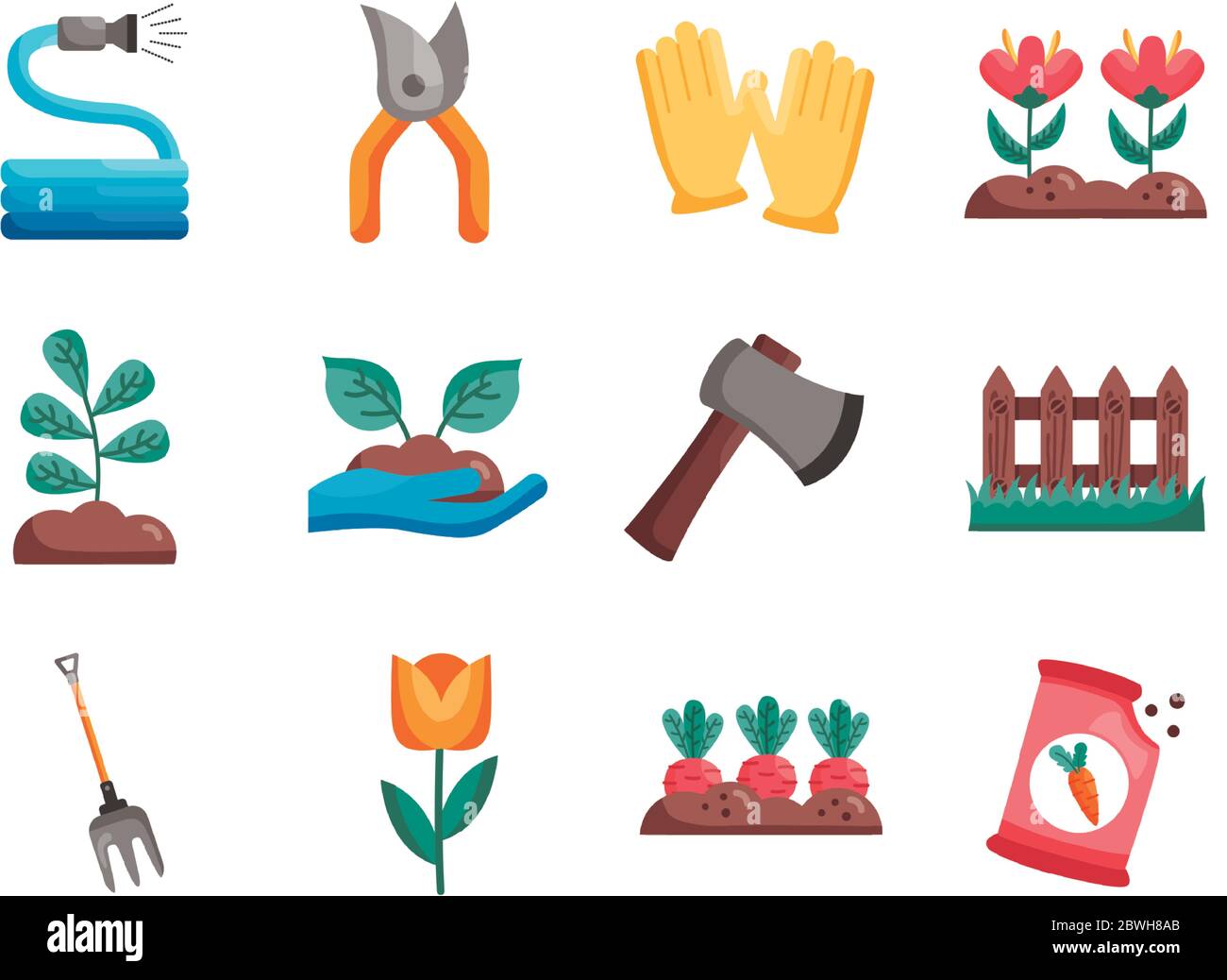 Gardening detail style icon set vector design Stock Vector Image & Art ...