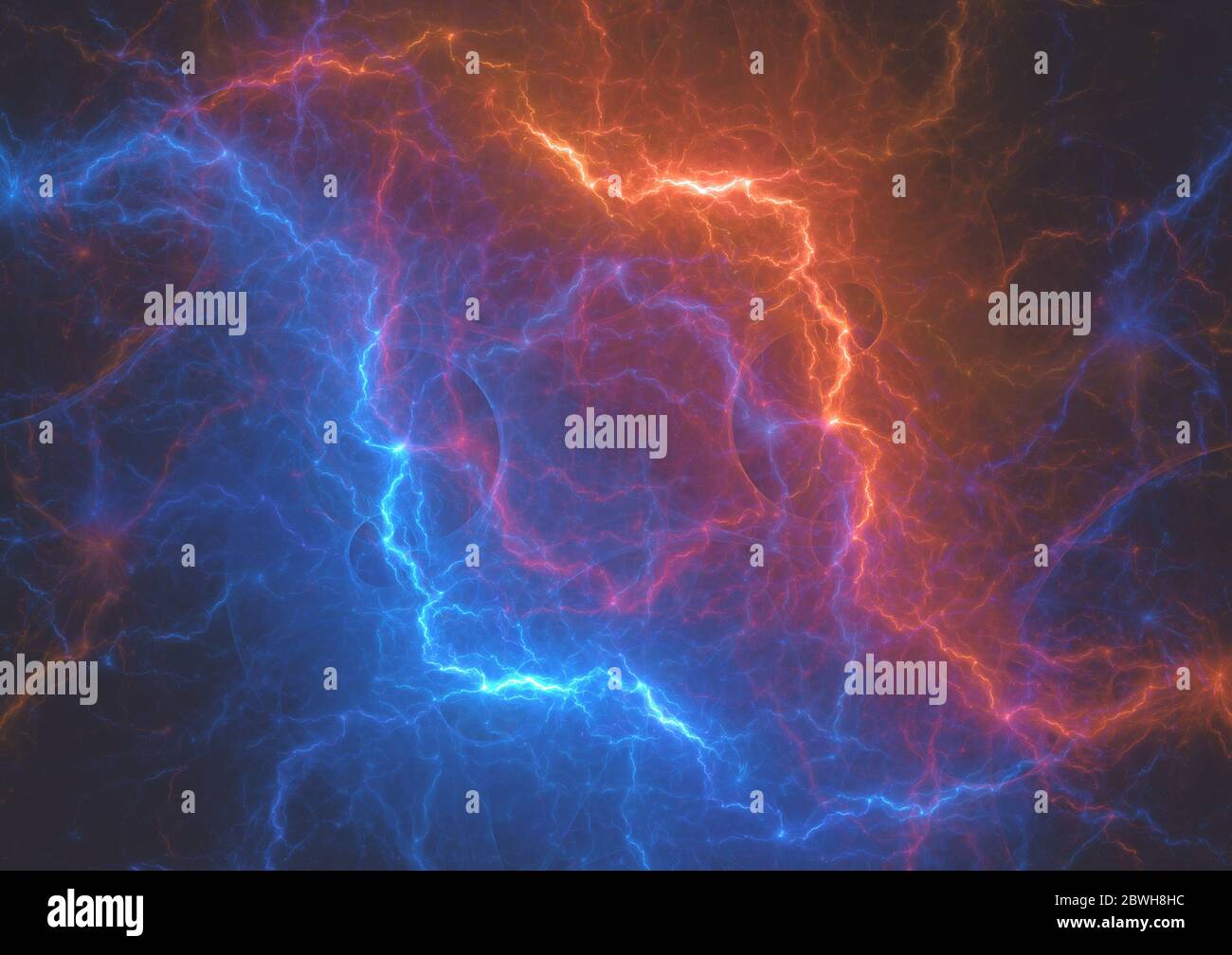 Fire and ice plasma, abstract lightning background Stock Photo