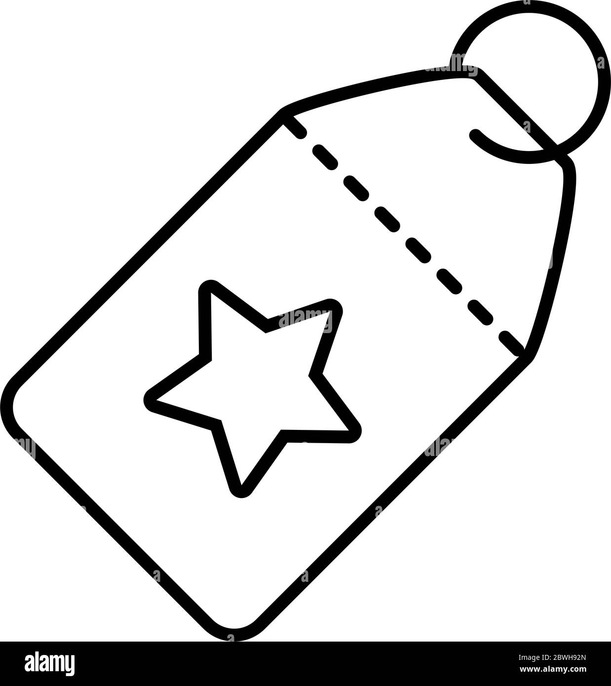 price tag with star icon over white background, line style, vector ...
