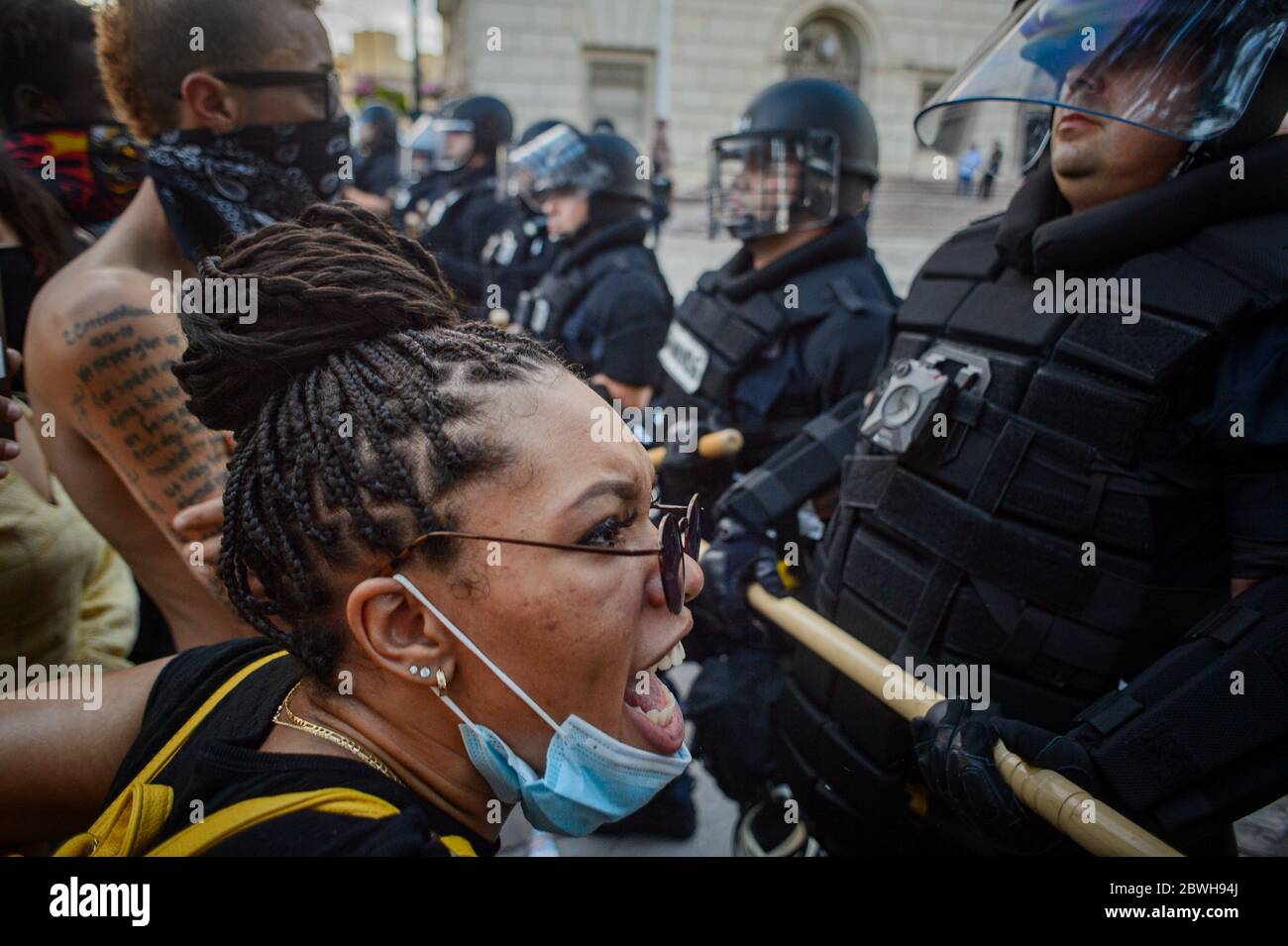 San Antonio, Texas, USA. 30th May, 2020. Protestors hold a rally for