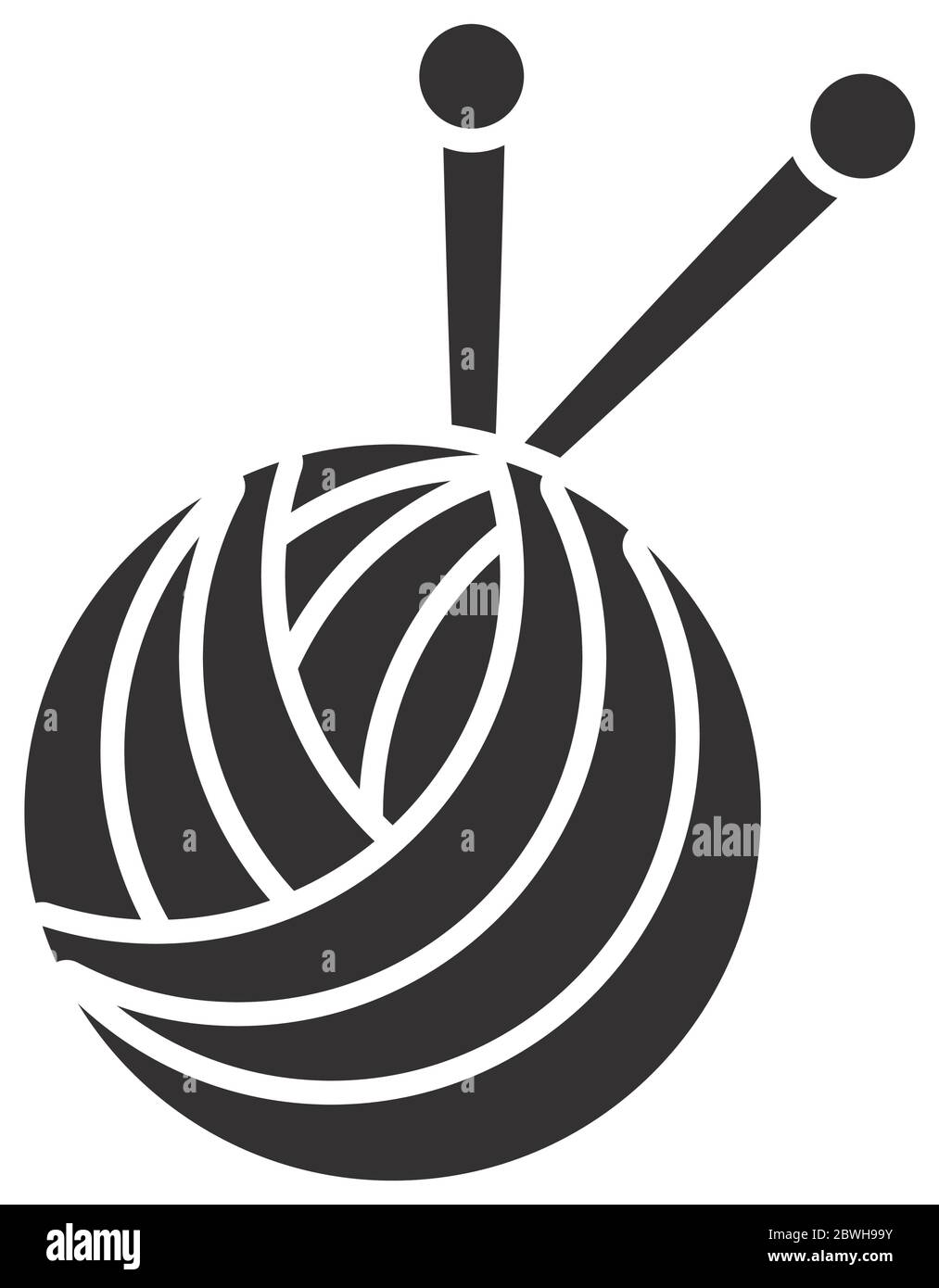 ball of yarn icon over white background, silhouette style, vector