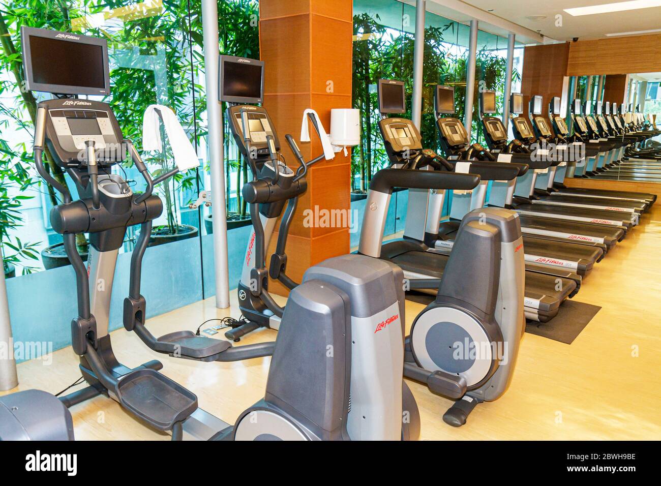 Mexico City,México Mexican,Paseo de la Reforma,Marriott Reforma,hotel,American hotel chain,hospitality,lodging,gym,elliptical,exercise machine,Life Fi Stock Photo