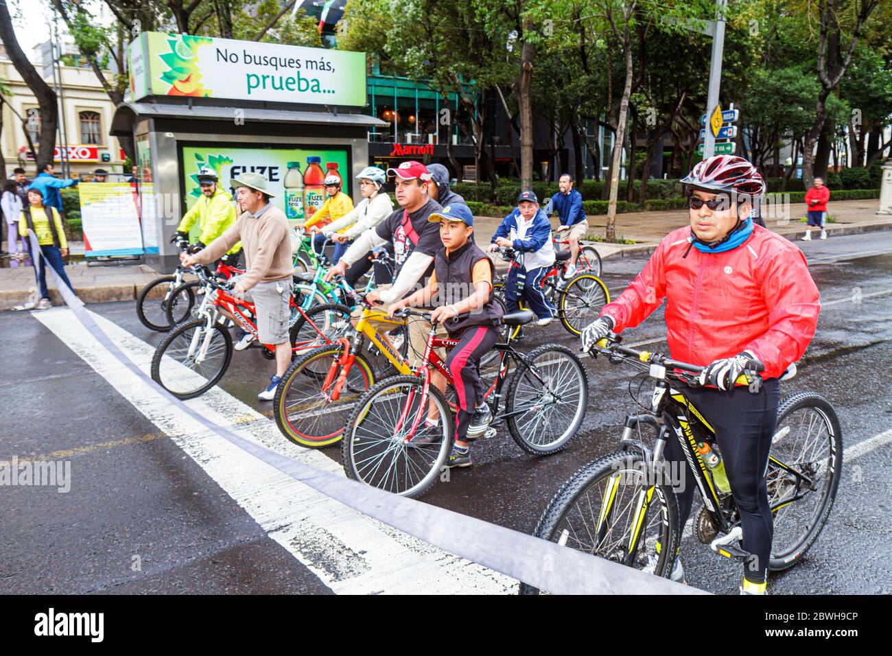 Mexico City,México Mexican,Paseo de la Reforma,Cicloton,urban program,Sunday street closure,bicycle,bicycling,riding,biking,rider,bike,no motor traffi Stock Photo