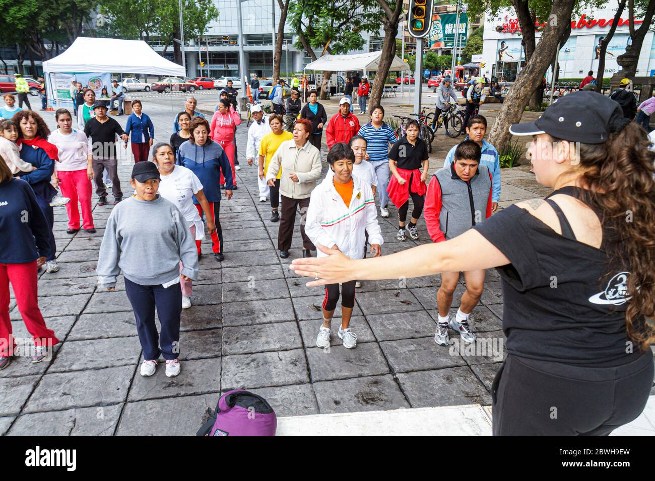 Mexico City,México Mexican,Paseo de la Reforma,Cicloton,urban bicycling program,community bicycle,bicycling,riding,biking,rider,bike,free aerobics cla Stock Photo