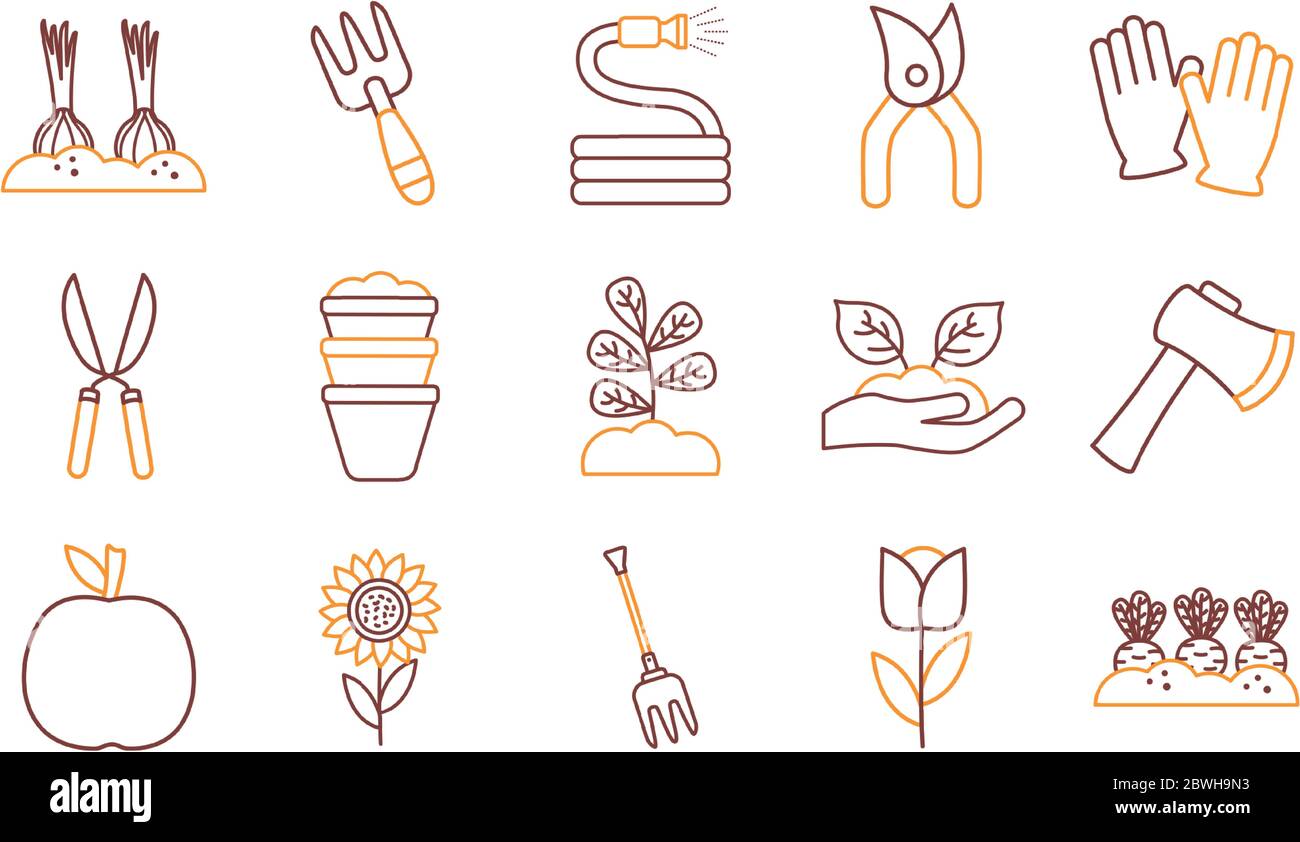 Gardening line style icon set vector design Stock Vector Image & Art ...