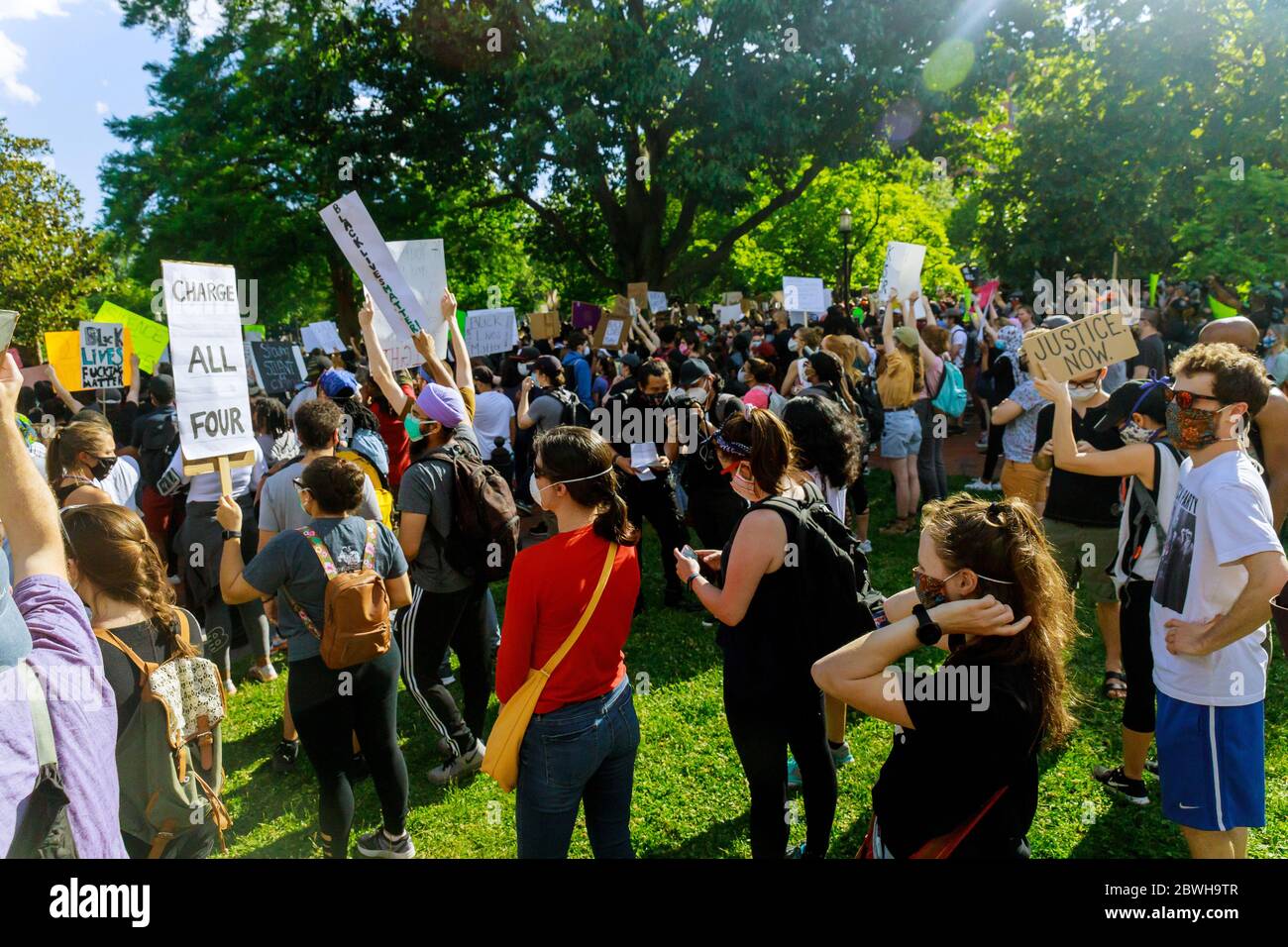 WASHINGTON D.C., USA - MAY 31, 2020: Black Lives Matter protest on to denounce killing of George Floyd of Minneapolis on White House president Donald Trump Stock Photo
