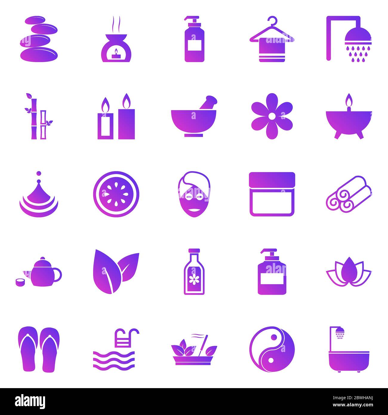 Spa gradient icons on white background, stock vector Stock Vector