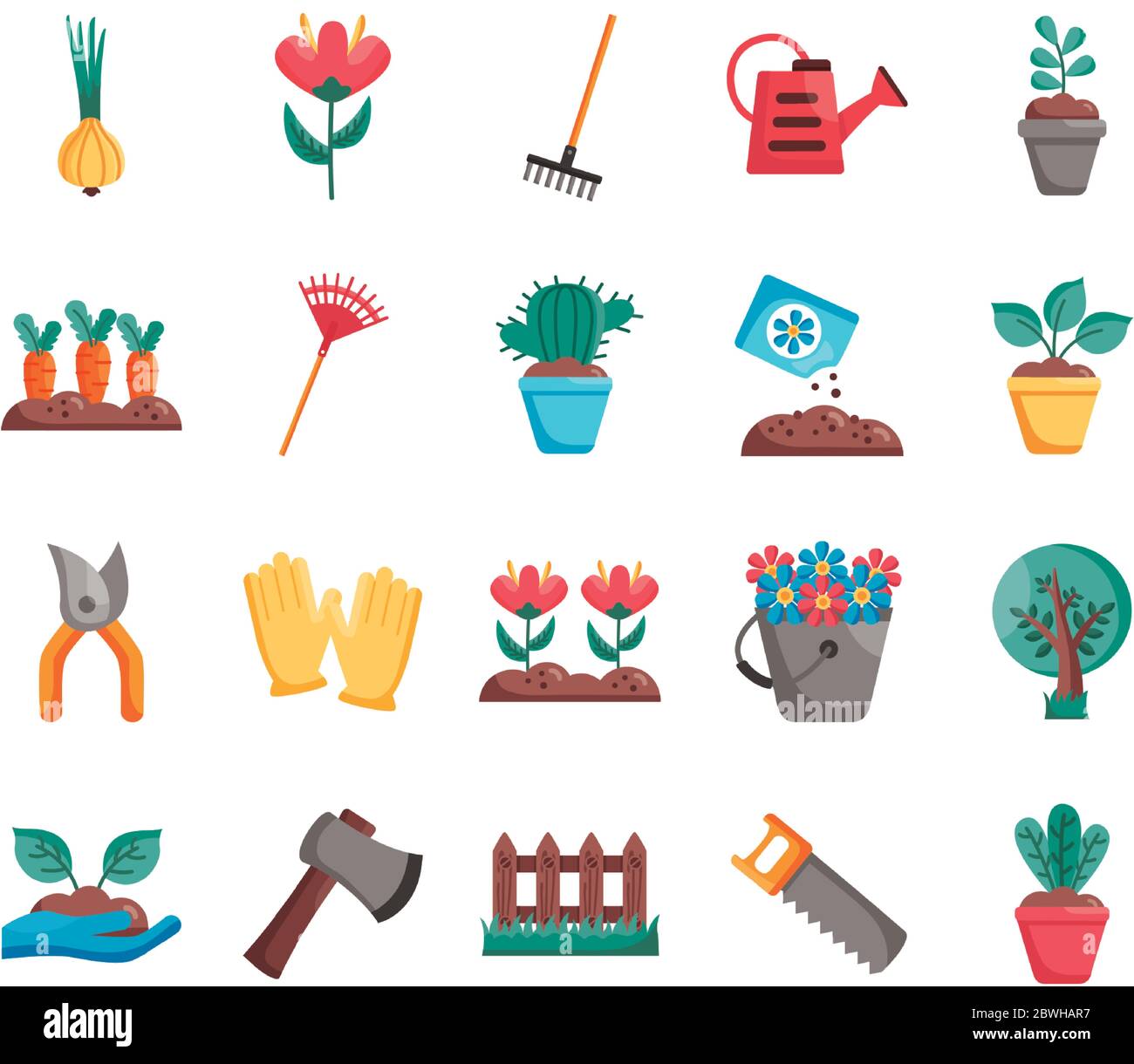 Gardening detail style icon set vector design Stock Vector Image & Art ...