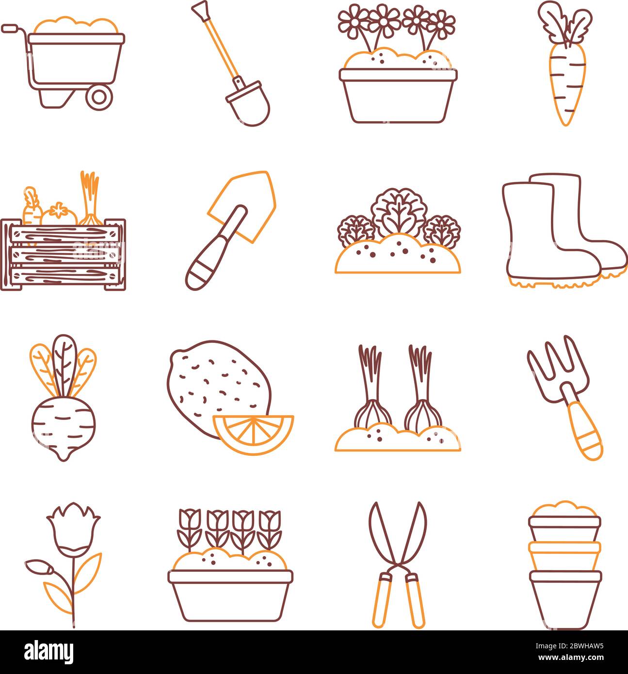 Gardening line style icon set vector design Stock Vector Image & Art ...