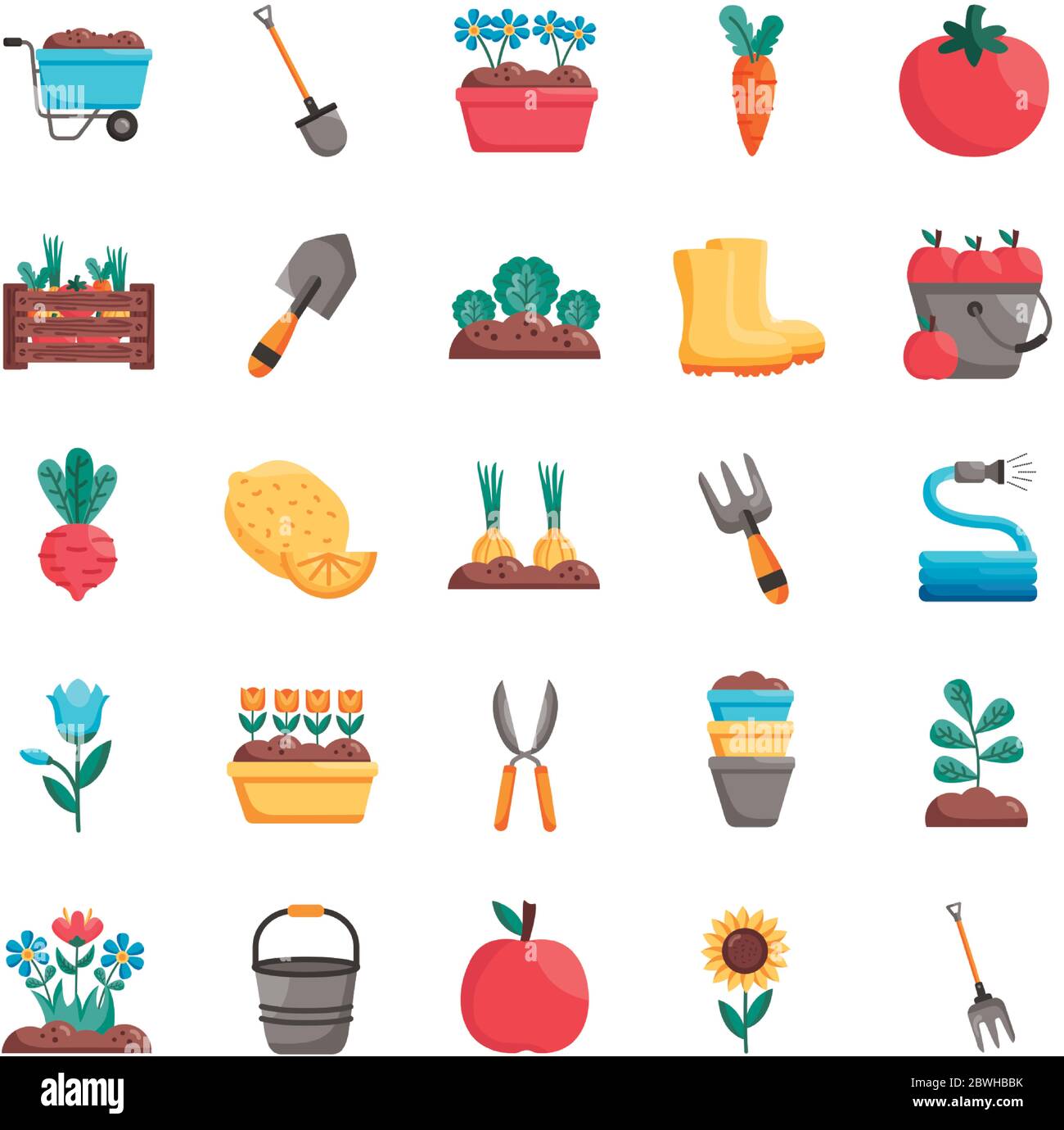 Gardening detail style icon set vector design Stock Vector Image & Art ...