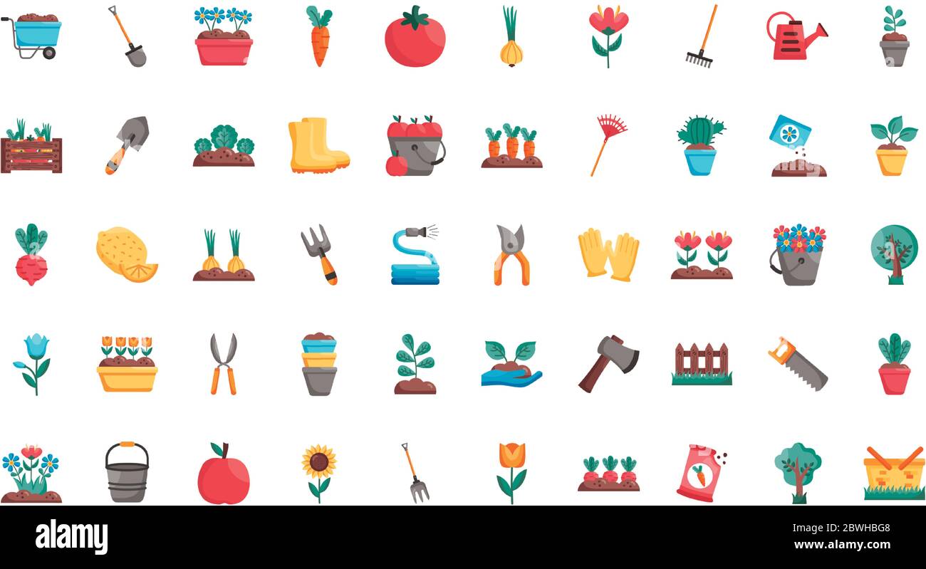 Gardening detail style icon set vector design Stock Vector Image & Art ...