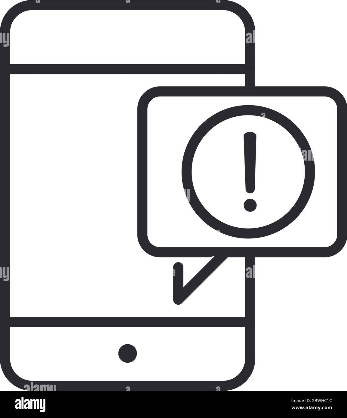 alert icon, smartphone notification warning, attention danger ...