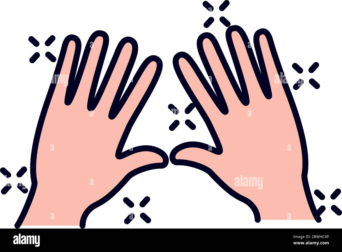 clean hands icon over white background, line and fill style, vector ...
