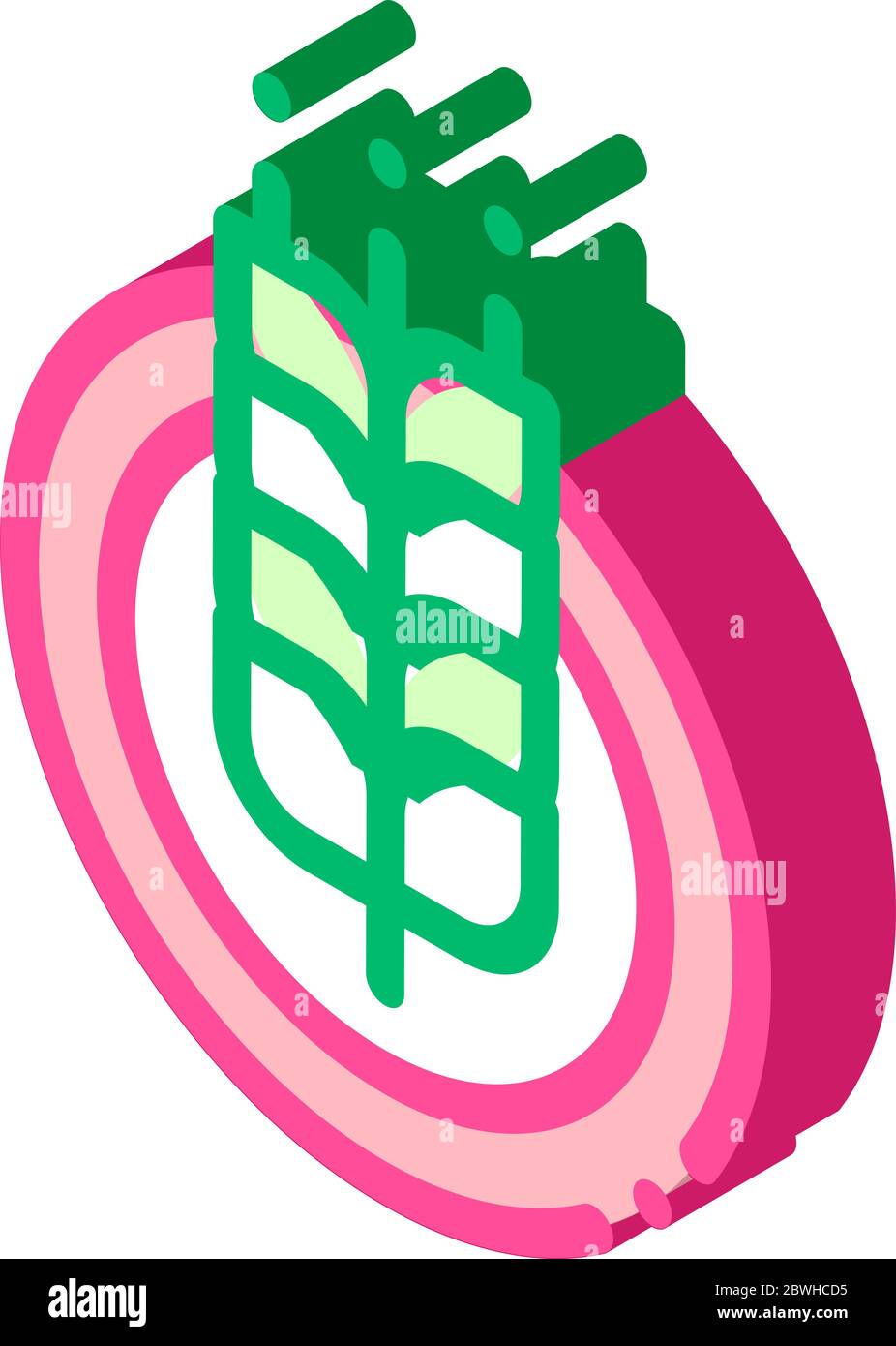 Wheatear In Round Frame isometric icon vector illustration Stock Vector