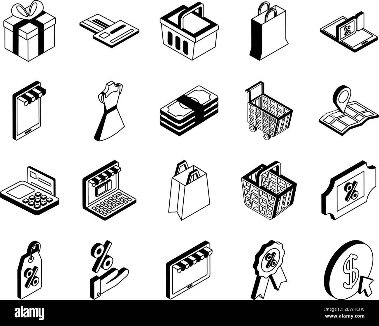 Shopping online isometric style icon set vector design Stock Vector ...