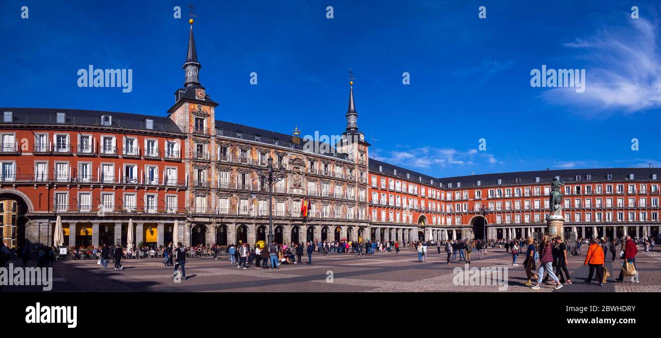 Panorámica de la Plaza Mayor. Madrid. España Stock Photo