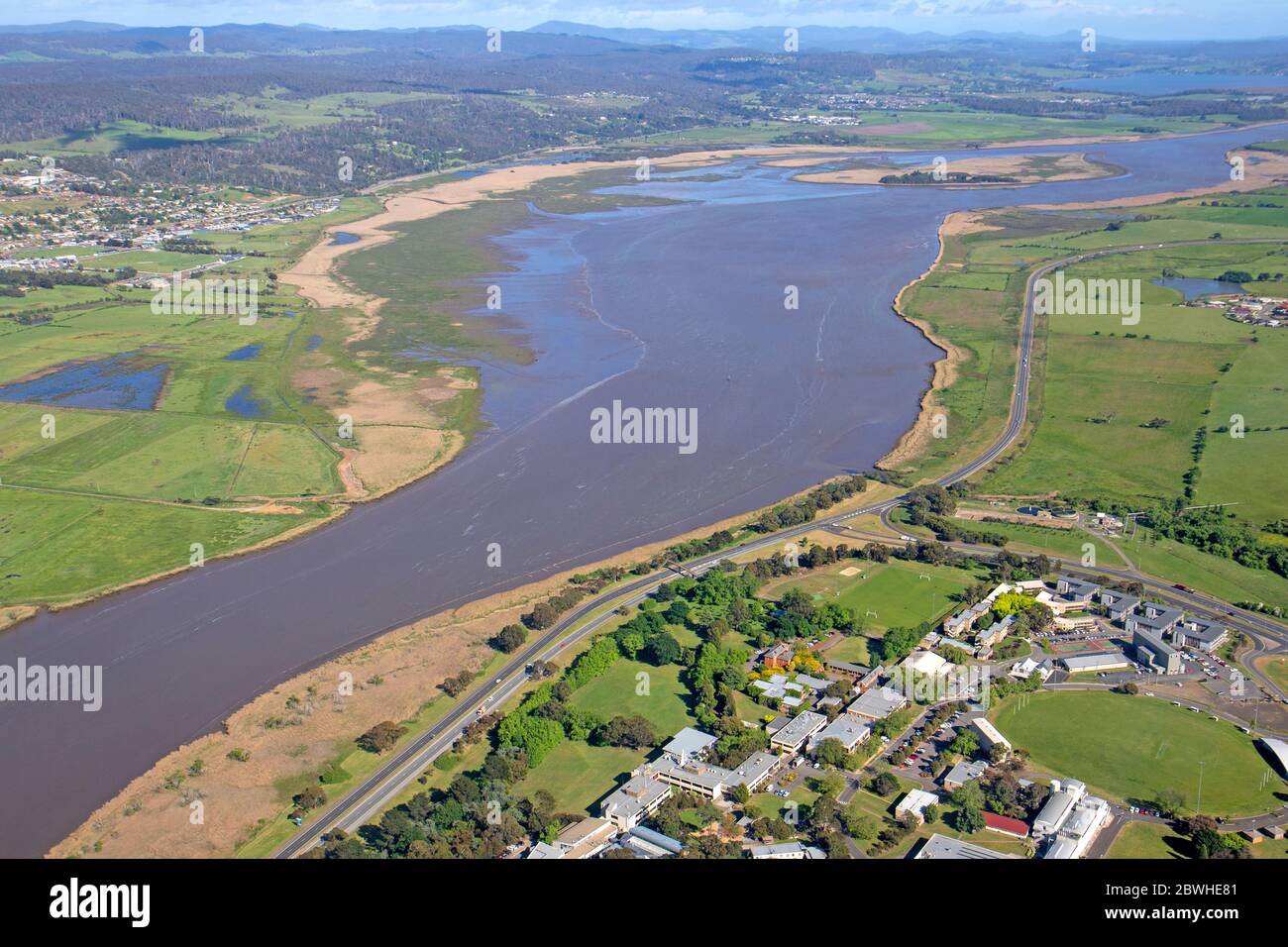 Aerial view of the Tamar River Stock Photo Alamy