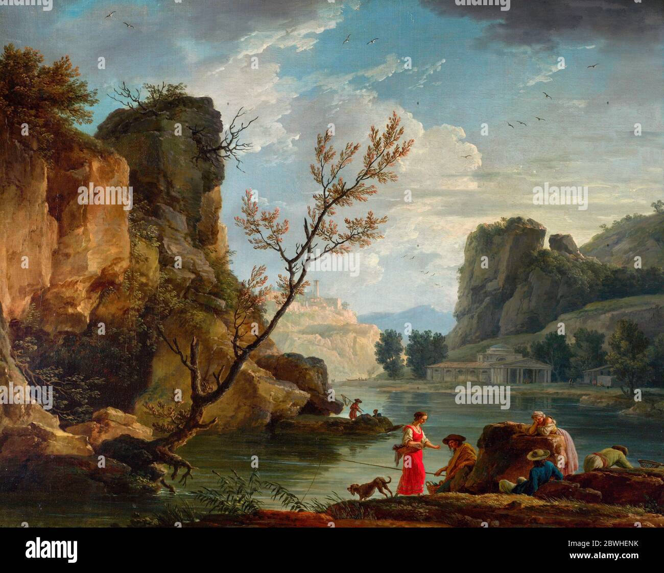 A River with Fishermen - Joseph Vernet, 1751 Stock Photo