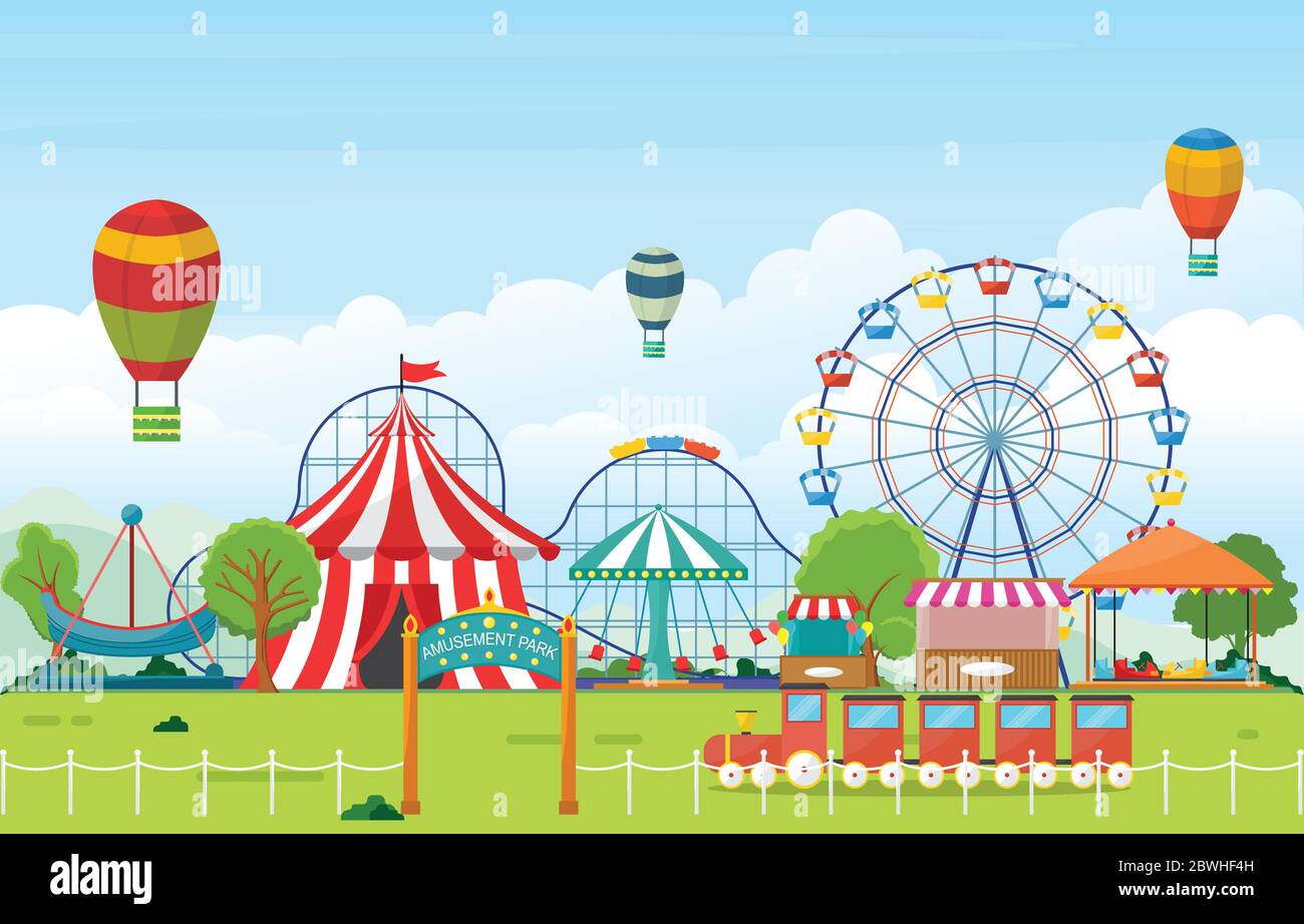 Amusement Park Circus Carnival Festival Fun Fair Landscape Illustration ...