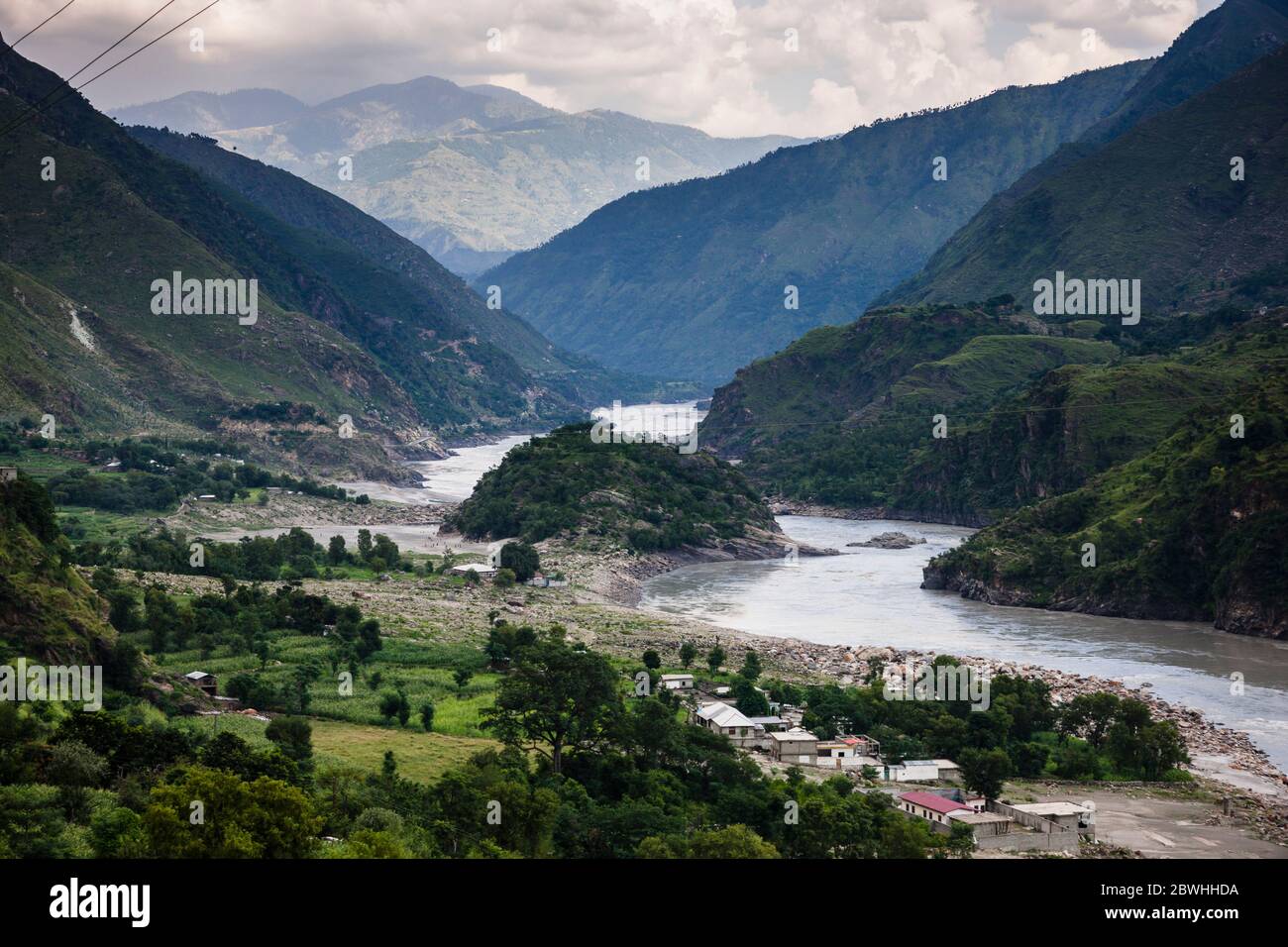 Indus valley from ancient battle field Pirsar(Aornos fortress) trekking,Bisham, Shangla, Khyber Pakhtunkhwa Province, Pakistan, South Asia, Asia Stock Photo