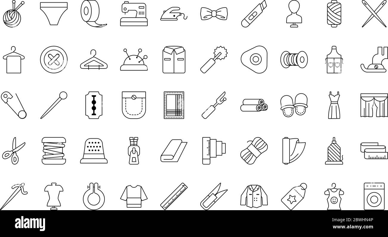 sewing icon set over white background, line style, vector illustration ...