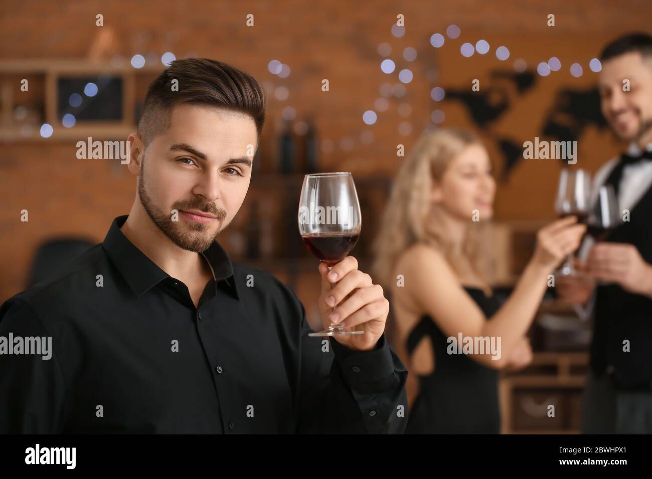 Man tasting wine at the restaurant Stock Photo - Alamy