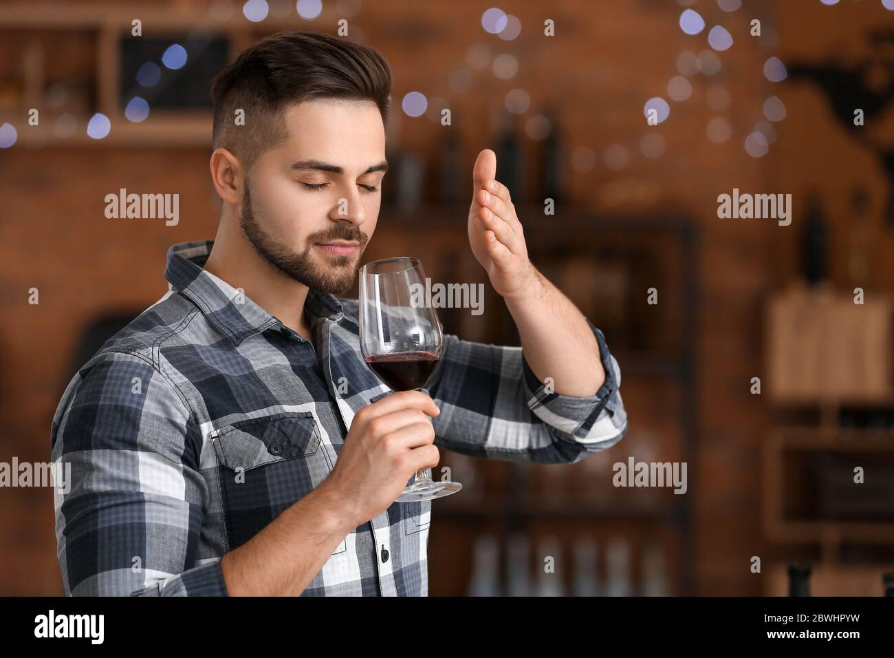 Man tasting wine at the restaurant Stock Photo - Alamy