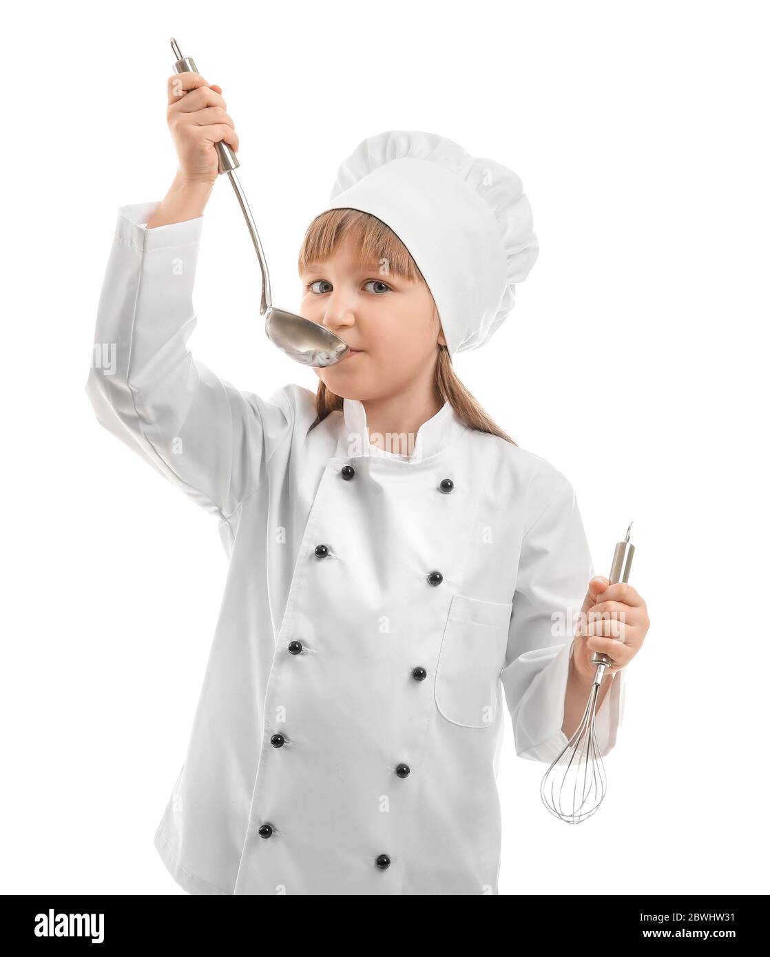 Cute little chef on white background Stock Photo - Alamy