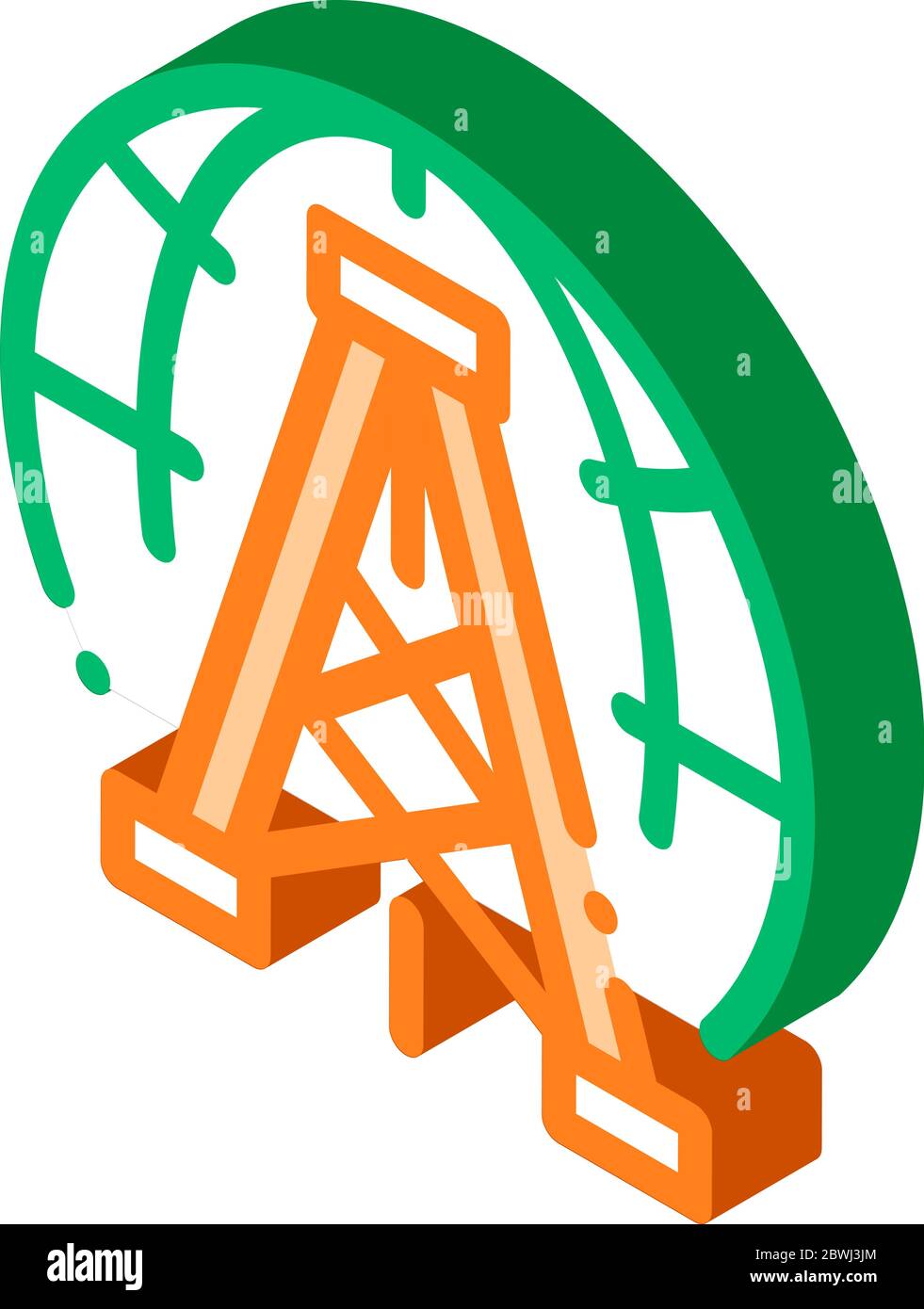Oil-Derrick Planet Problem isometric icon vector illustration Stock Vector