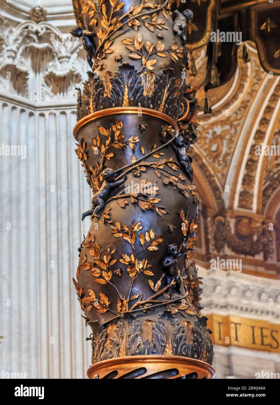 Vatican city, Vatican - October 12, 2016: Ornate details of a column of ...