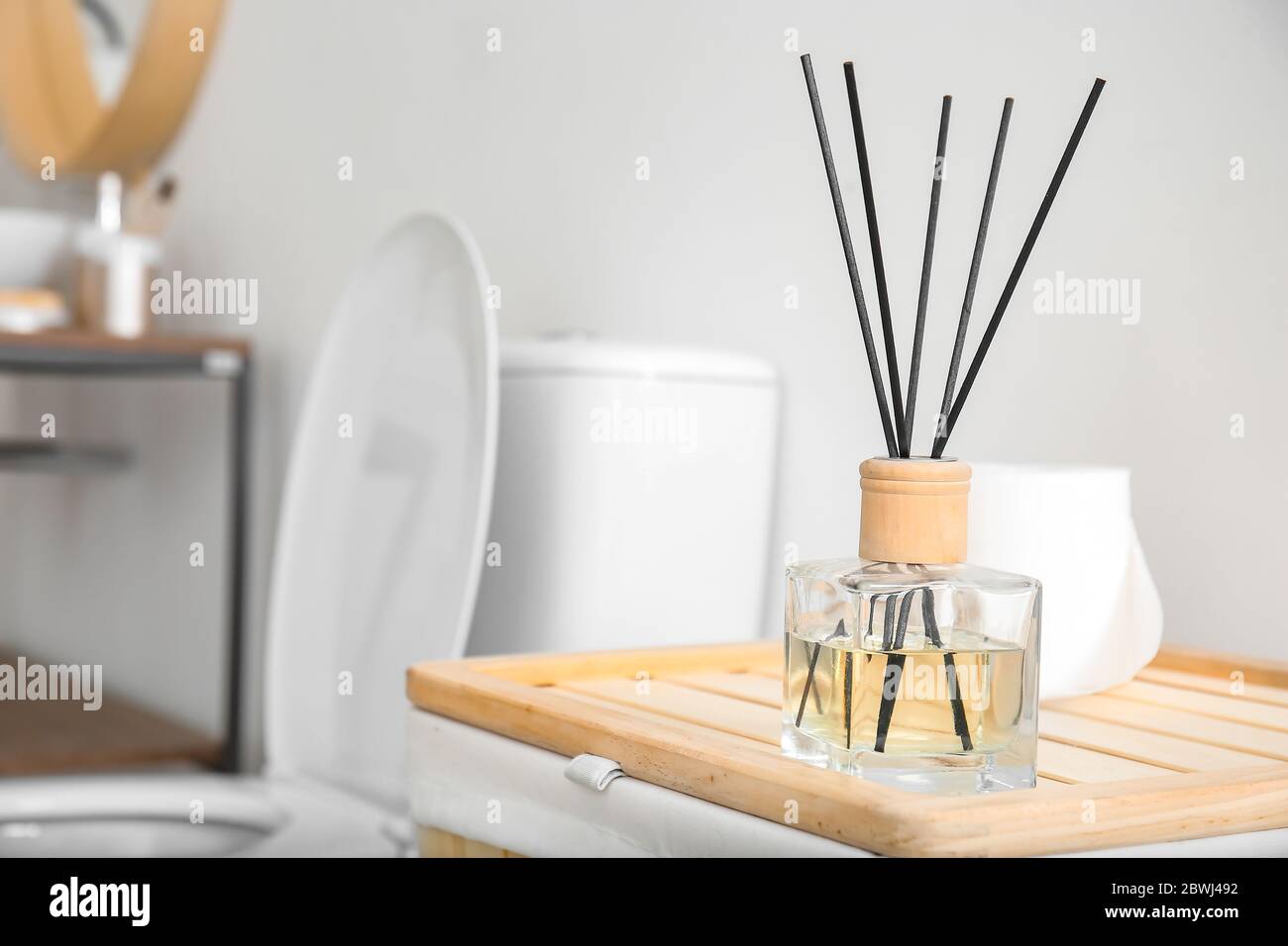 Reed diffuser in modern bathroom Stock Photo Alamy