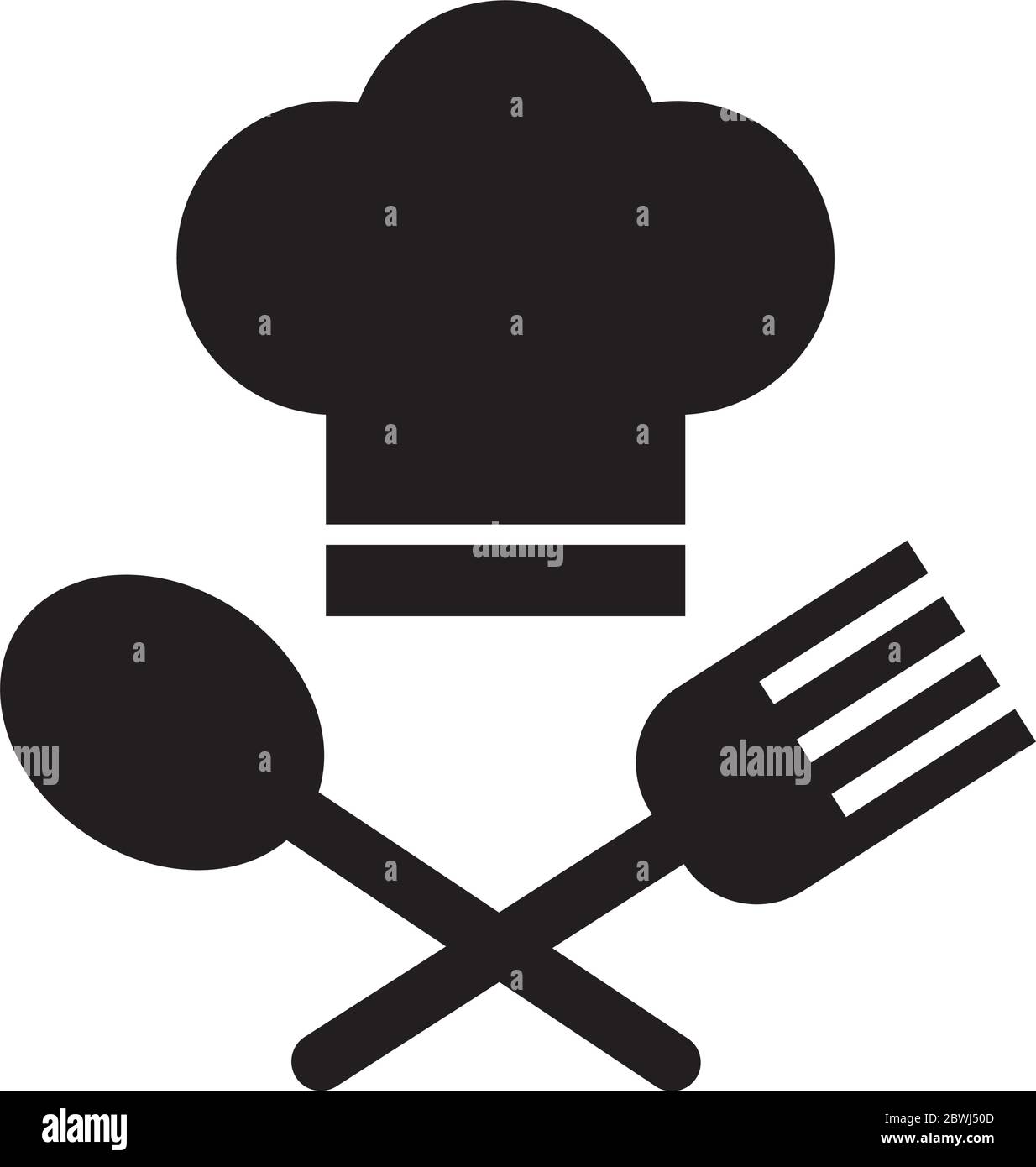 culinary icon - chef hat with crossed fork and spoon... chef hat with fork and spoon line style Stock Vector Image & Art - Alamy