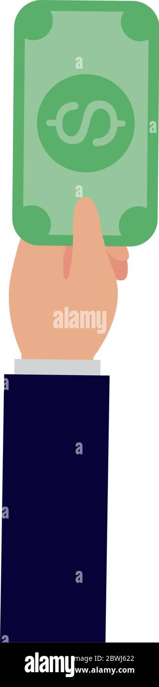 Isolated hand holding dollar bill vector design Stock Vector Image ...