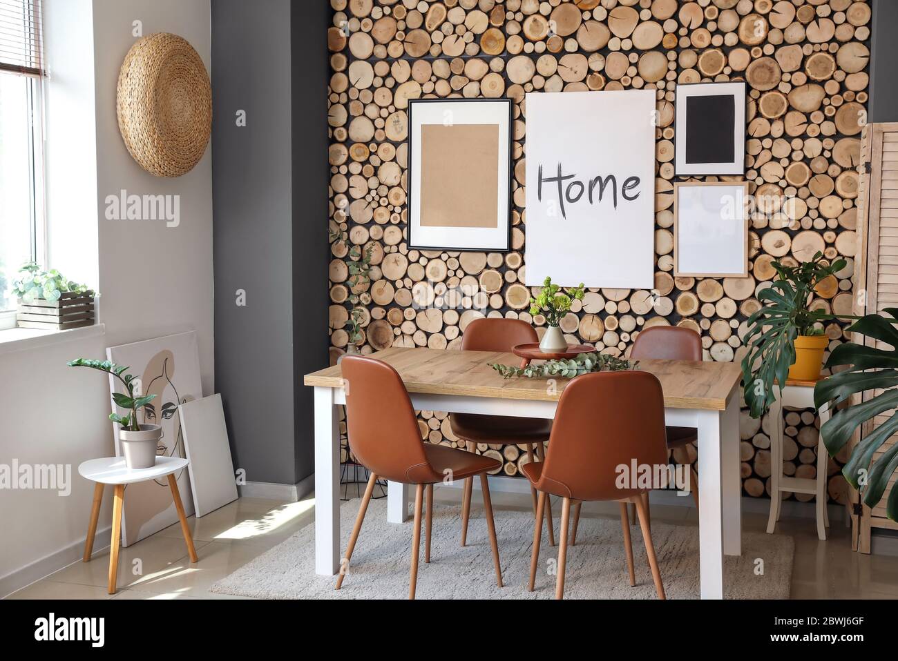 Interior of modern stylish dining room Stock Photo - Alamy
