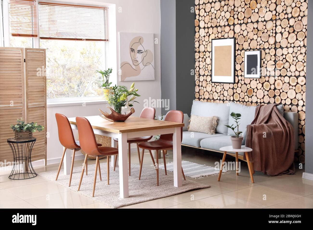 Interior of modern stylish dining room Stock Photo - Alamy