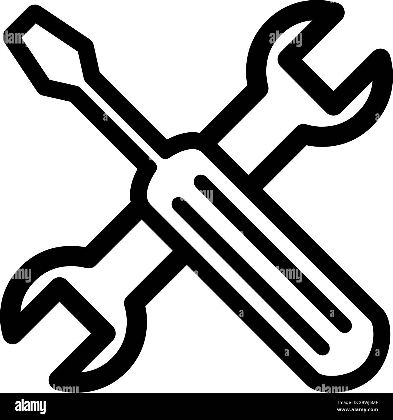 Screwdriver And Wrench Line Icon In Flat Style For App, UI, Websites ...